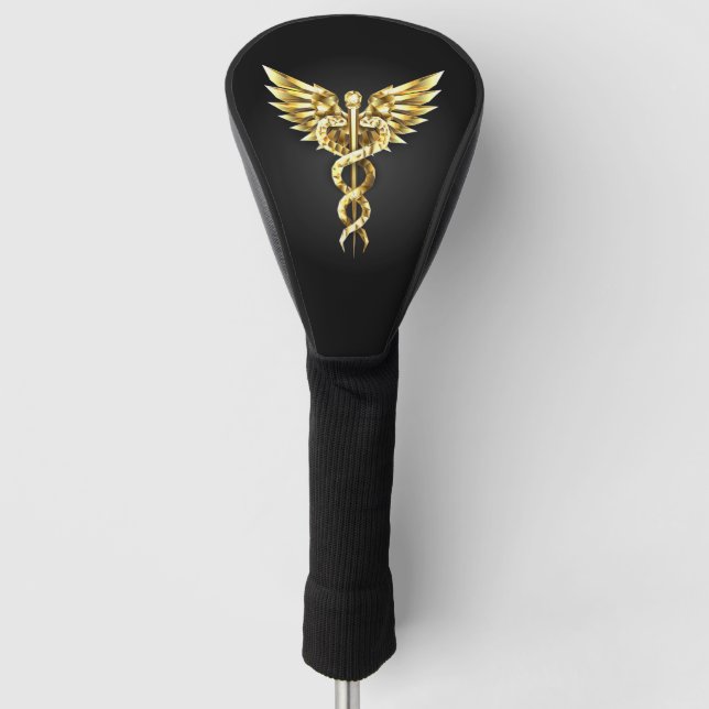 Couvre-club De Golf Symbole Polygonal Or Caduceus (Devant)