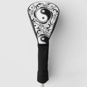 Couvre-club De Golf Symbole Yin & Yang noir et blanc de style tatouage