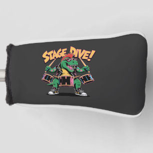 Couvre-club De Golf T-Rex Dinosaure Batteur Rock Punk - Musique Drôle