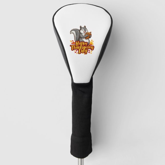 Couvre-club De Golf T-shirt classique Bon thanksgiving mignon écureuil (Devant)