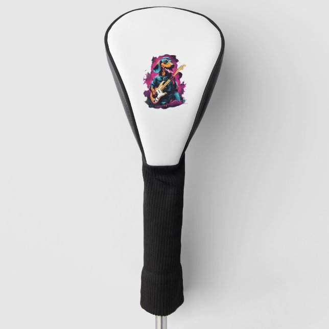 Couvre-club De Golf T-shirt Guitare Guitare Punk Rock Dachshund Chien (Devant)