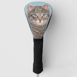 Couvre-club De Golf Tabby Gris Peinture Chat - Cute Original Art Chat