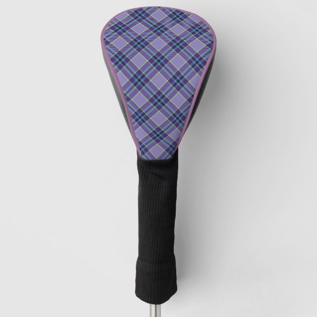 Couvre-club De Golf Tartan mauve 1 diagonale (Devant)