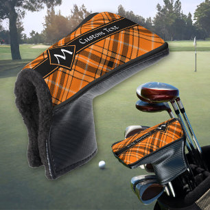 Couvre-club De Golf Tartan orange d'Halloween