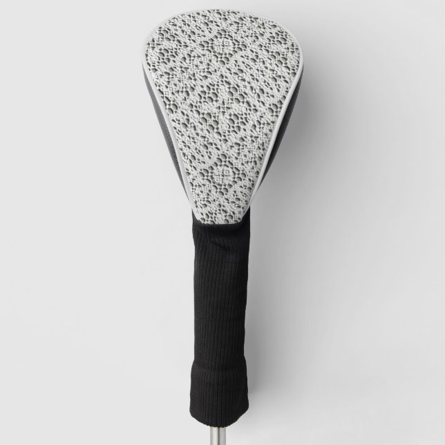 Couvre-club De Golf Tee Cosy Faux Crochet Blanc (Devant)
