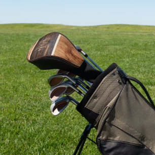 Couvre-club De Golf Teinte Bois Rustique Rayure Marron