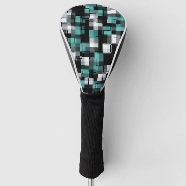Couvre-club De Golf Tendance Turquoise Vert Bleu Noir Blanc Abstrait P (Devant)