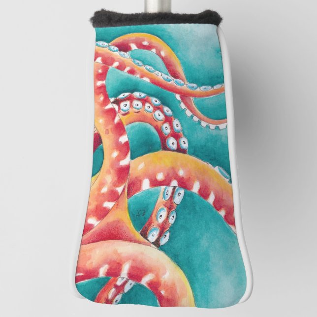 Couvre-club De Golf Tentacles rouges orange (Tourné à 90°)