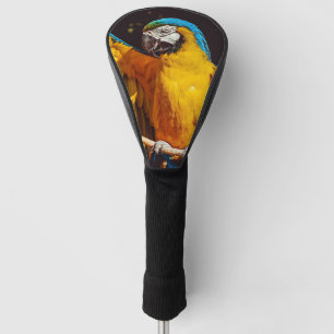 Couvre-club De Golf Tête d'un Macaw bleu et jaune