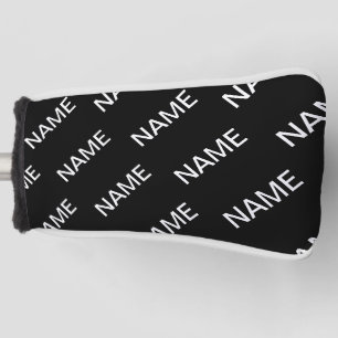 Couvre-club De Golf Texte personnalisable   Bold Modern Black & White