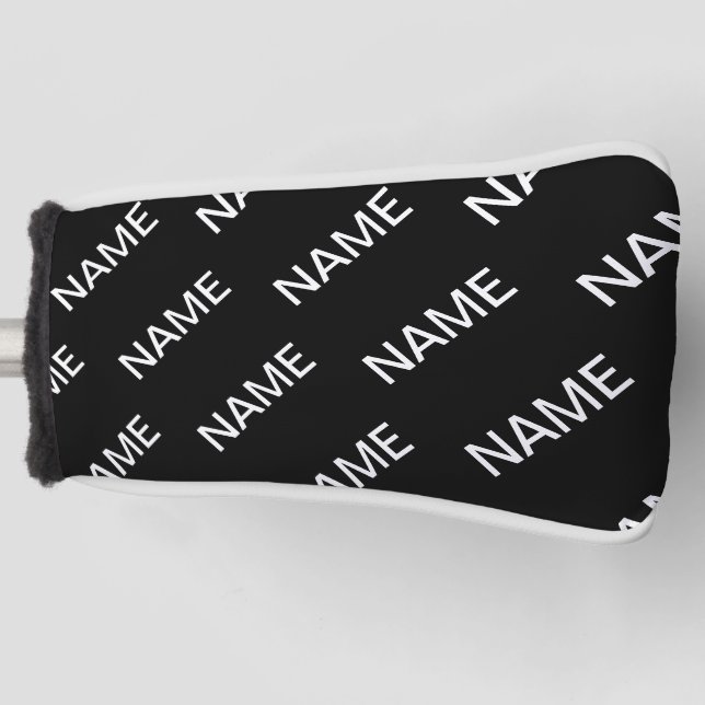 Couvre-club De Golf Texte personnalisable | Bold Modern Black & White (Devant)