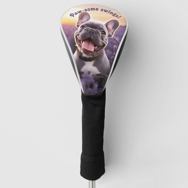 Couvre-club De Golf 🐕 texte personnalisé, chiot français (Devant)