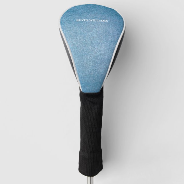 Couvre-club De Golf Texture bleue personnalisée Faux Design en cuir (Devant)