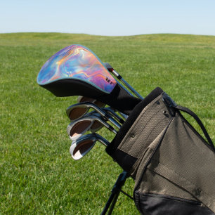 Couvre-club De Golf Texture de marbre tourbillonnant opale coloré pers