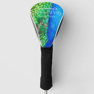 Couvre-club De Golf Texture de plume bleu vert de paon Vibrations d'ét
