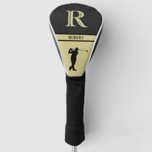 Couvre-club De Golf Texture en cuir noir deux couleurs Monogramme
