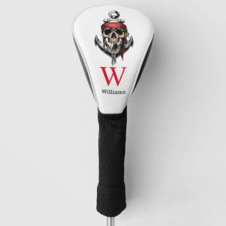 Couvre-club De Golf Thème pirate Fête Adulte Nautique Crâne Monogramme