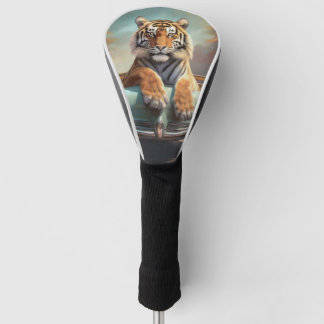 Couvre-club De Golf Tigre assis sur une voiture de sport