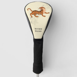 Couvre-club De Golf Tigre Avec Couverture Tête De Golf En Fleur De Cer