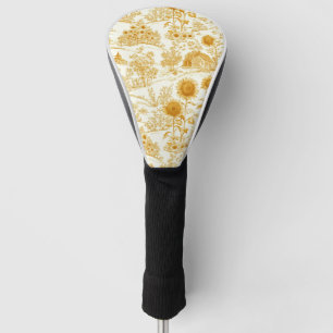 Couvre-club De Golf Toile de campagne Tournesol Vintage Jaune
