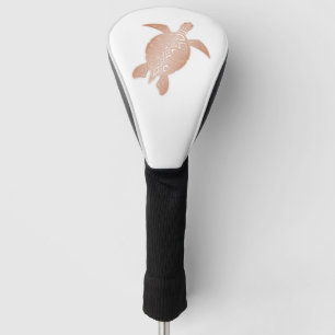 Couvre-club De Golf Tortue de mer Rose Gold Blanche