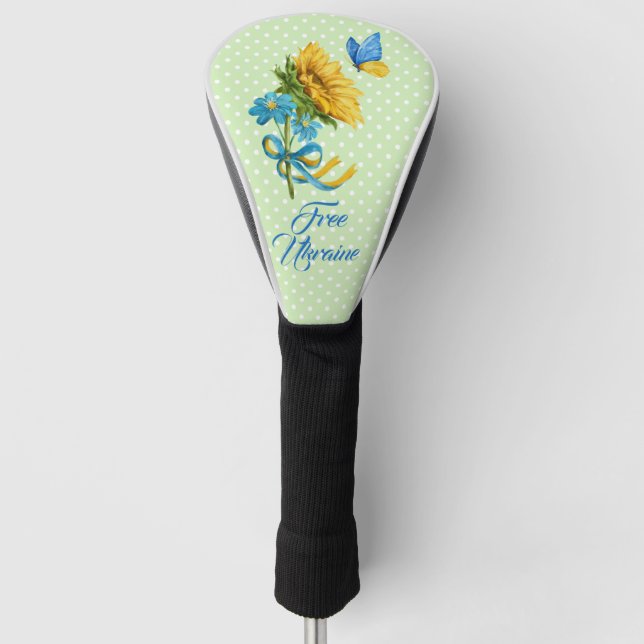Couvre-club De Golf Tournesol et papillon Ukraine soutien (Devant)