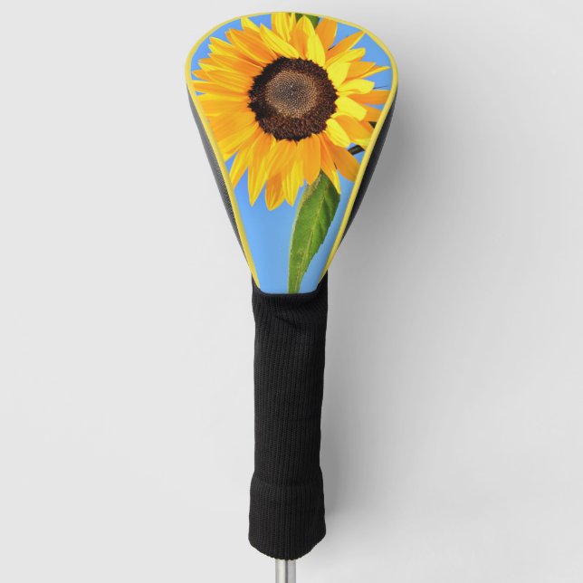 Couvre-club De Golf Tournesol jaune contre soleil sur ciel bleu - été  (Devant)
