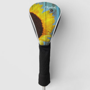 Couvre-club De Golf Tournesol rustique Turquoise bois personnalisé