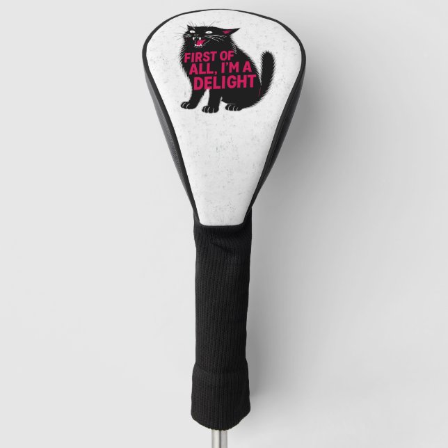 Couvre-club De Golf Tout d'abord, je suis un chat noir rugissant ravis (Devant)