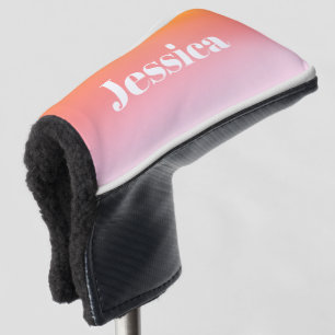 Couvre-club De Golf Tout nom   Ombre colorée de texte stylisé rétro-mo