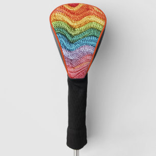 Couvre-club De Golf Tricot Bohème Rayé Coloré, Vibes Cosy et Artisanal