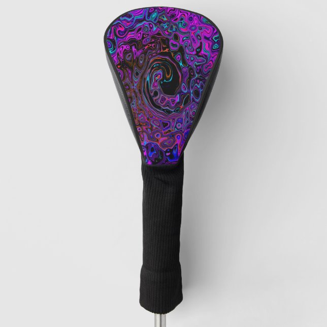 Couvre-club De Golf Trippy Black et Magenta Retro Liquid Swirl (Devant)