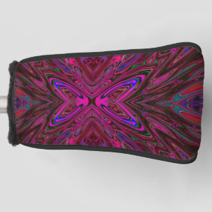 Couvre-club De Golf Trippy Hot Pink, Rouge et Bleu Papillon Abstrait