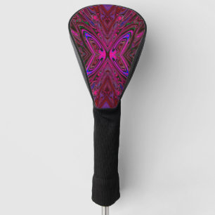 Couvre-club De Golf Trippy Hot Pink, Rouge et Bleu Papillon Abstrait