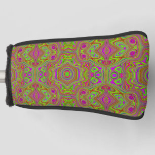 Couvre-club De Golf Trippy Retro Chartreuse Magenta Motif Abstrait