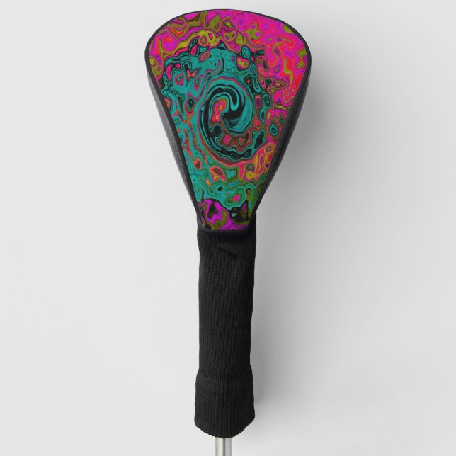 Couvre-club De Golf Trippy Turquoise Abstrait Retro Liquid Swirl (Devant)