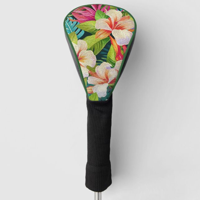 Couvre-club De Golf Tropical Floral Oil Painting Style (Devant)
