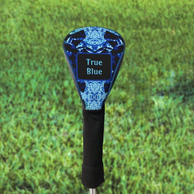 Couvre-club De Golf True Blue Edgy Abstrait Personnalisé avec le nom (Créateur téléchargé)