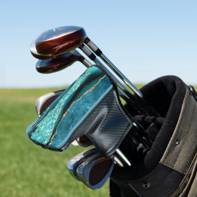 Couvre-club De Golf Turquoise Blue Gold Parties scintillant Marble Gol (In Situ)