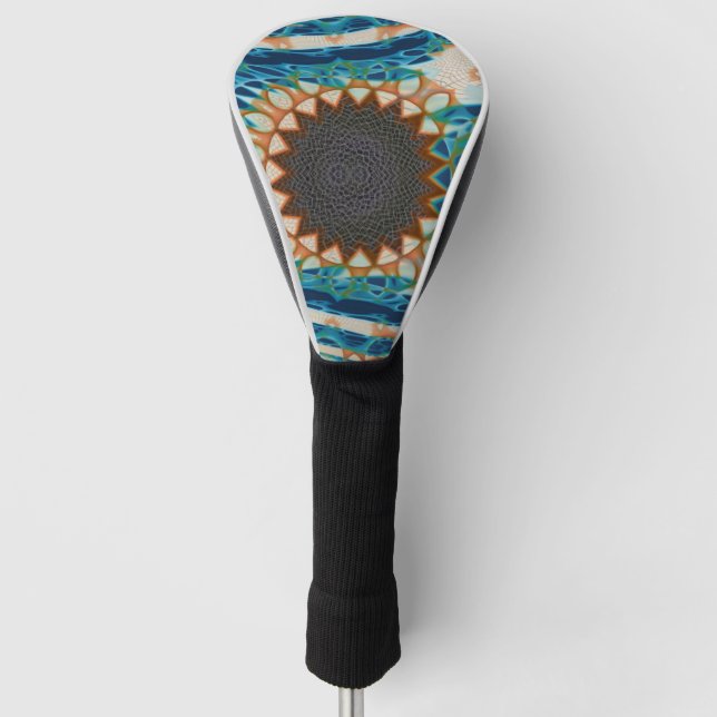 Couvre-club De Golf Turquoise Gold Sun Southwestern Art (Devant)