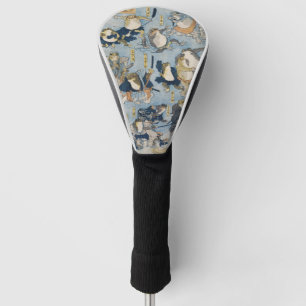 Couvre-club De Golf Ukiyo-e Grenouilles Guerriers Antiquités Art Japon