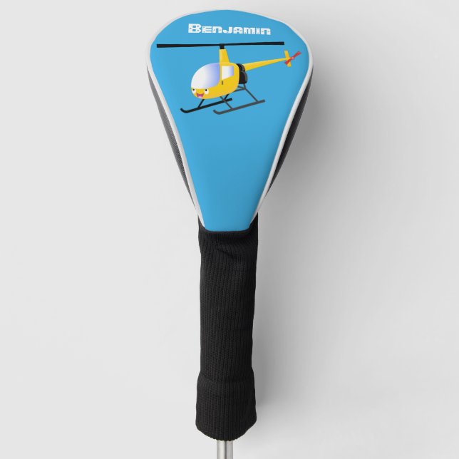 Couvre-club De Golf Un joli hélicoptère de dessin animé jaune (Devant)