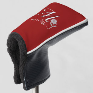 Couvre-club De Golf Unique Red Custom Monogram Nom Rose Putter