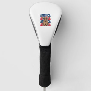 Couvre-club De Golf Vache des Highlands patriotique Amérique Vintage C