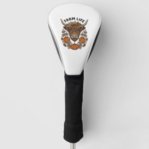 Couvre-club De Golf Vache Highland d'automne avec lunettes en forme de