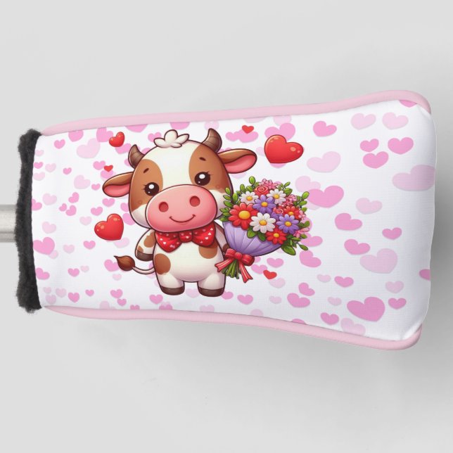 Couvre-club De Golf Vache mignonne de la Saint-Valentin (Devant)