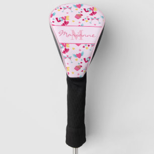 Couvre-club De Golf Valentine Pink Love Lettres Motif Nom élégant