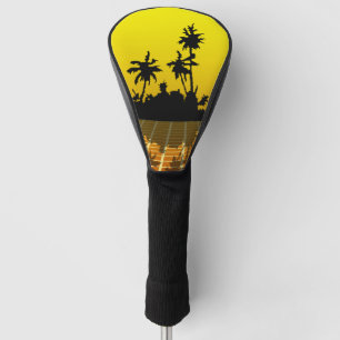 Couvre-club De Golf Vaporwave Hauteur de tête de golf Tropical Jaune c