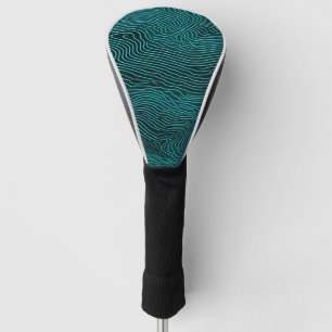 Couvre-club De Golf Vaporwave Rippling Turquoise et Dark Blue Line Mot