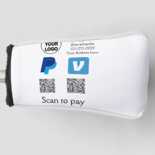 Couvre-club De Golf Venmo paypal scan pour payer ajouter q r code logo